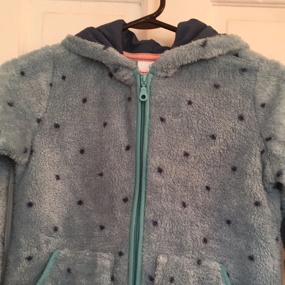 NWT Hanna Andersson girls teal fleece hoodie jacket in 6-7